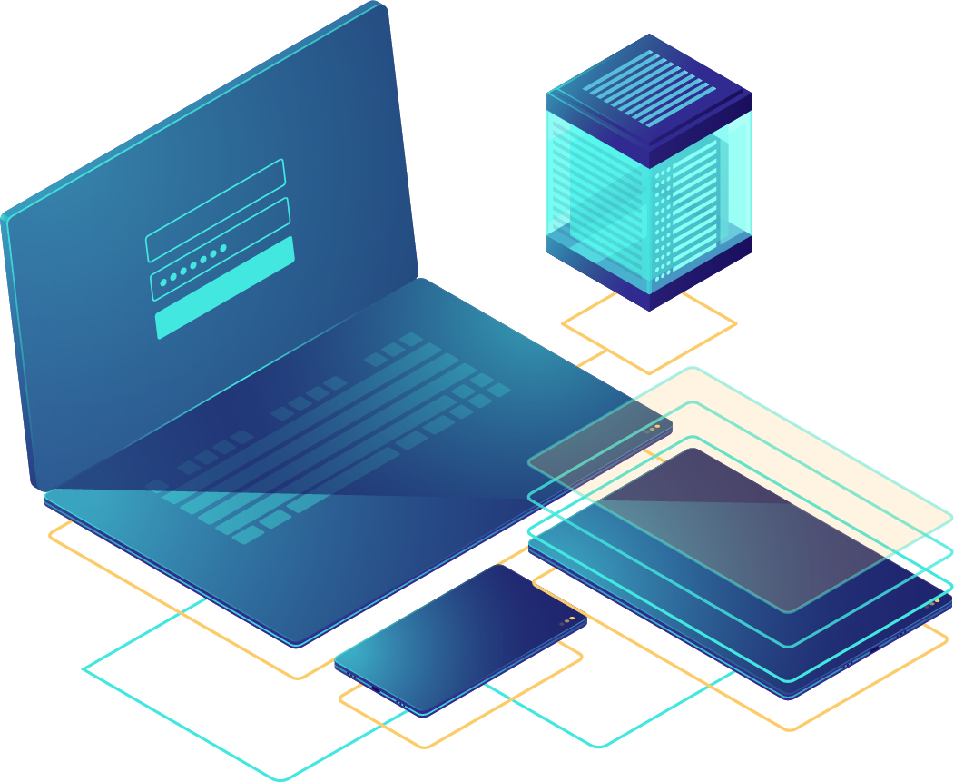 Secure hosting infrastructure illustration